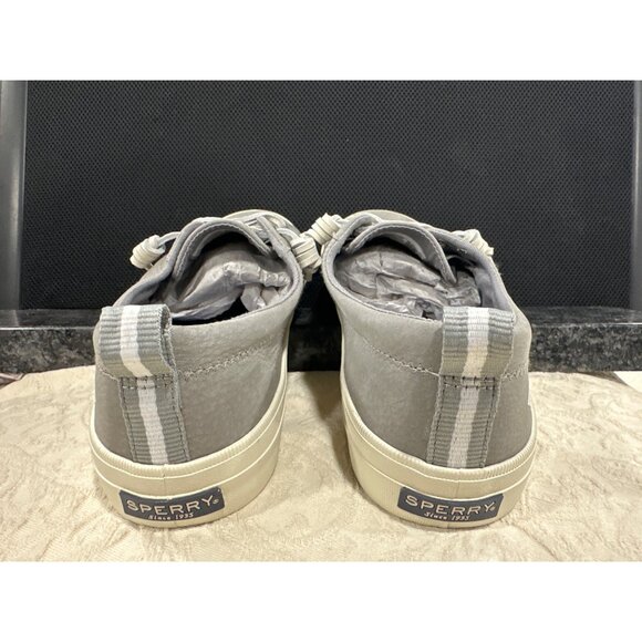 Sperry Mens Grey Canvas Casual Boat Shoes White Sole & Striped Pull 11 - Picture 5 of 8